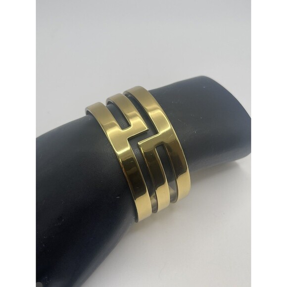 Rustic Cuff Gold Tone Cutout Geometric Cuff Bracelet - Picture 7 of 11